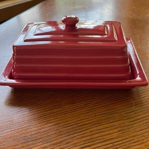 Red Ceramic Butter Dish